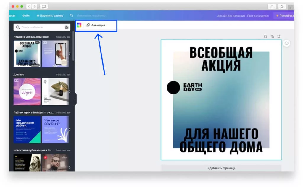 Анимация в Canva